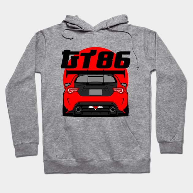 Tuned GT86 Rear Red Hoodie by GoldenTuners